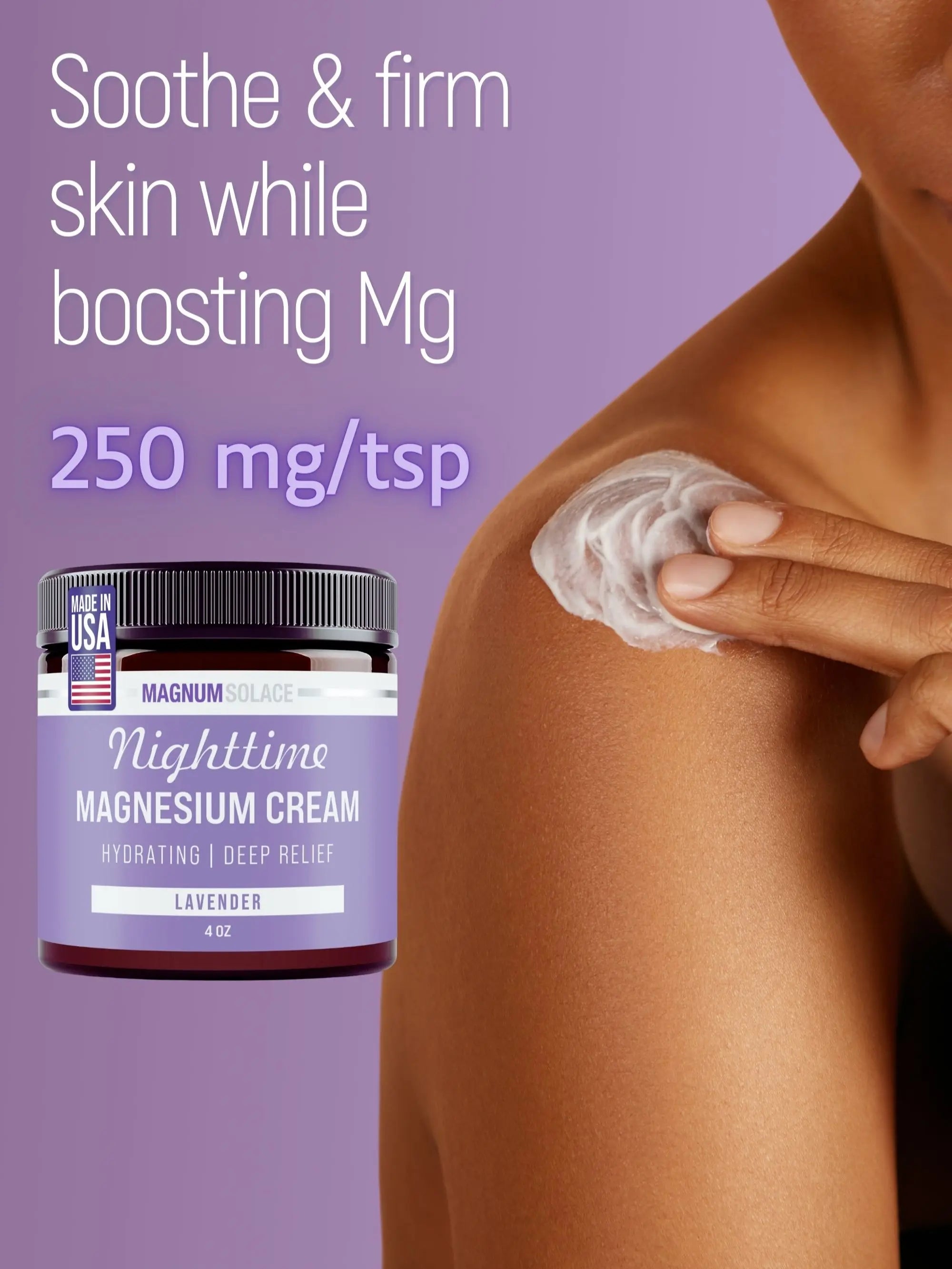 Magnum Solace Nighttime Magnesium Cream - Hydrating Lotion for Daily Comfort - Body Care, Skincare & Cosmetic Use