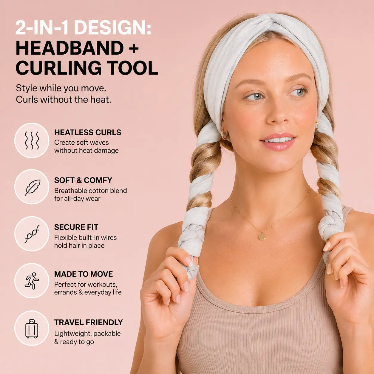 Kitsch Heather Gray Set & Flow Active Curling Headband