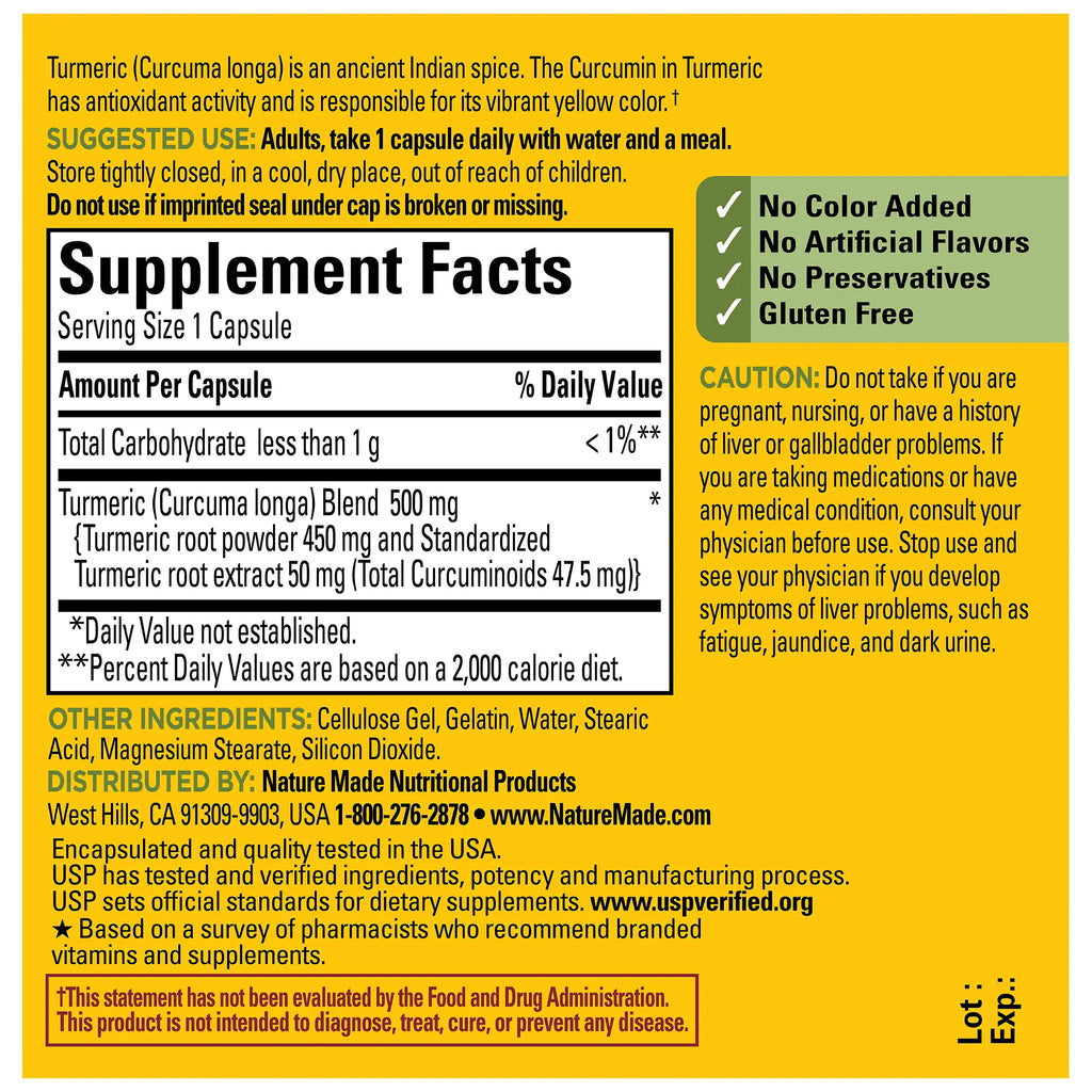 500 Mg Turmeric Curcumin Capsules