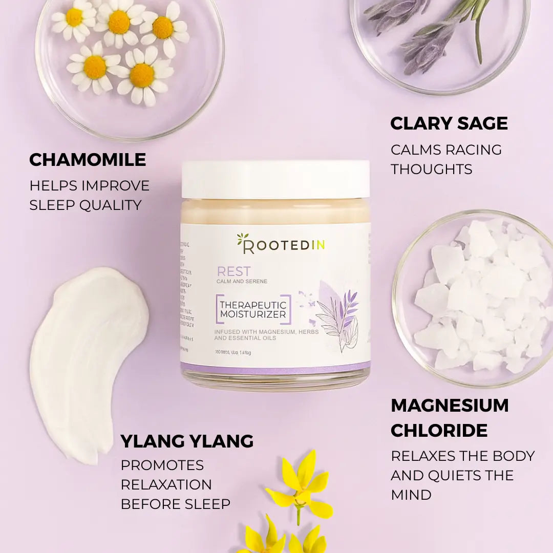 Rooted in Magnesium Sleep Cream Deep Rest Relaxation High Absorption No Morning Grogginess Fast Acting Hydration Calming Moisturizing Blend