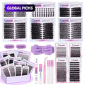 Eyelash Cluster Kit, D Curl Volume Cluster Lashes, Fluffy Eyelash Clusters, Dense Long Curled DIY Lash Extension Set, Multiple Lengths, Includes Bond & Seal, Lash Remover, Tweezers & Brush