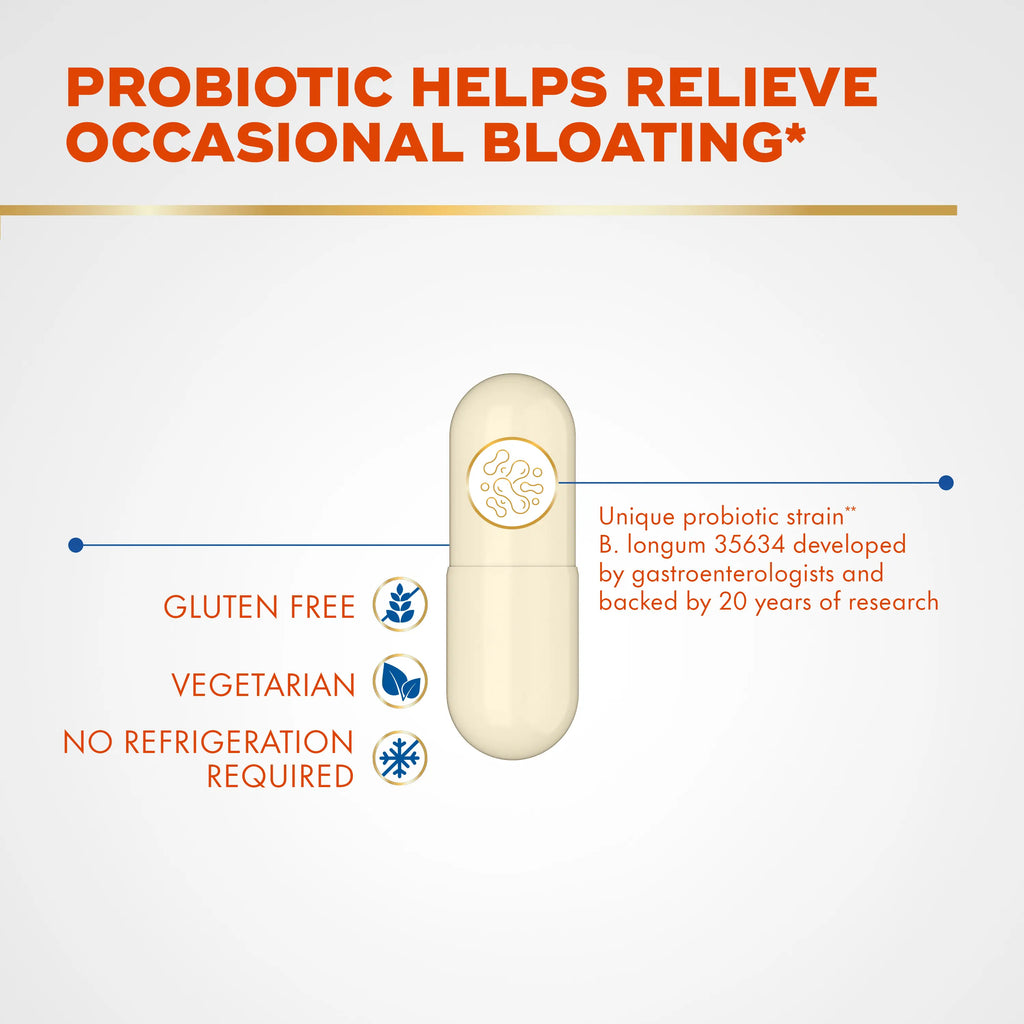 Align Probiotic Bloating Relief + Food Digestion, Probiotics for Women and Men, 28 Capsules