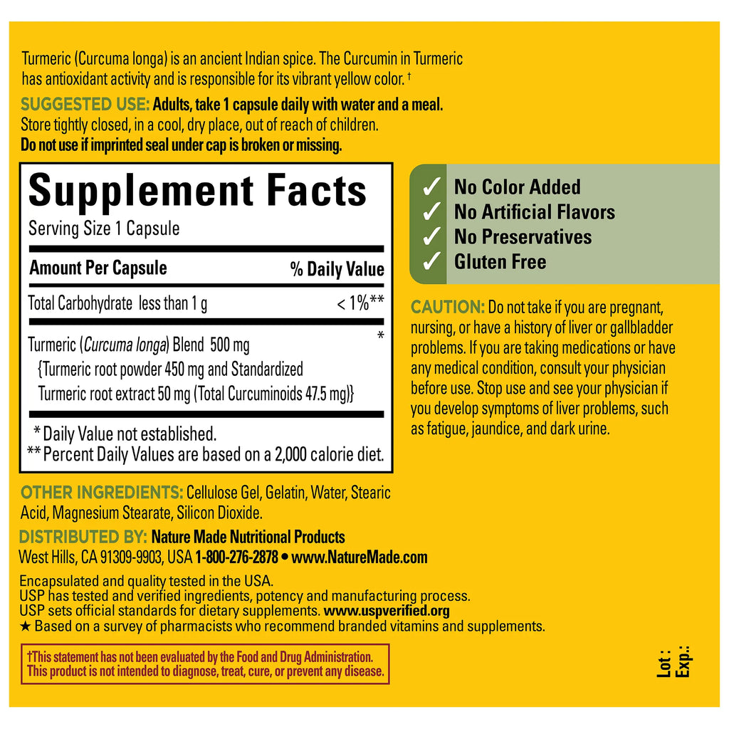 500 Mg Turmeric Curcumin Capsules