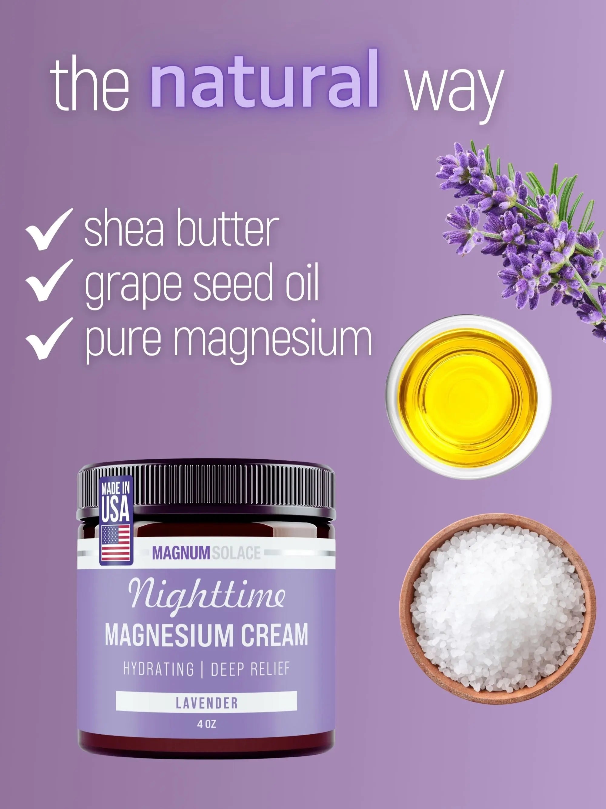 Magnum Solace Nighttime Magnesium Cream - Hydrating Lotion for Daily Comfort - Body Care, Skincare & Cosmetic Use