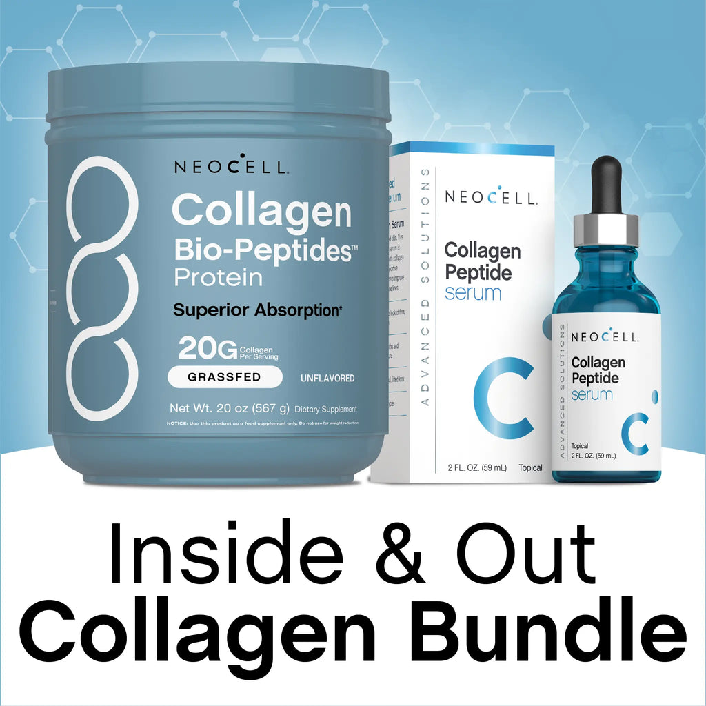Inside & Out Collagen Bundle: Neocell Collagen Bio-Peptides Powder 20Oz & Collagen Peptides Serum
