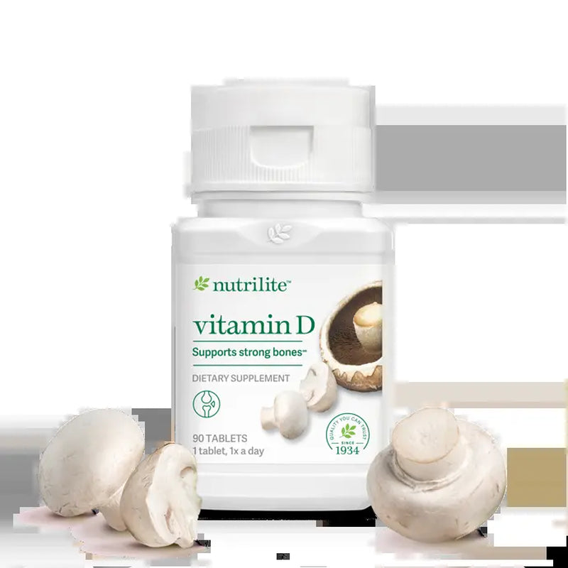 Nutrilite Vitamin D 90 Tablets – Mushroom-Based Vitamin D Supplement for Bone & Immune Wellness Support
