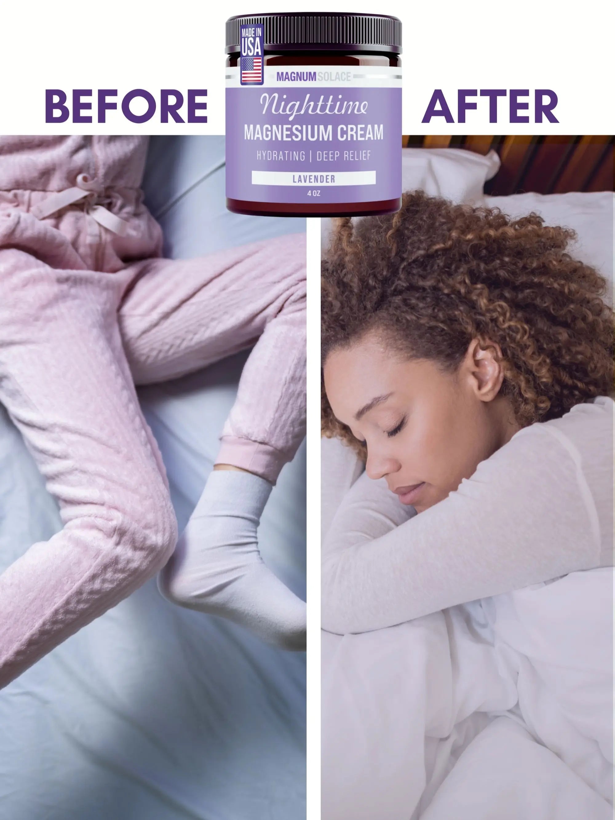 Magnum Solace Nighttime Magnesium Cream - Hydrating Lotion for Daily Comfort - Body Care, Skincare & Cosmetic Use
